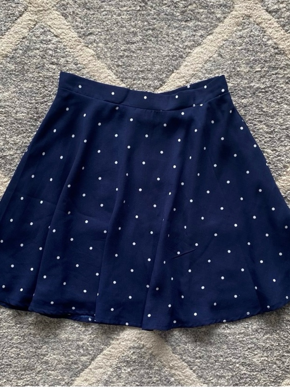 Y2K Glamorous Navy Blue and White Polka Dot Mini Skirt, Sz Small
